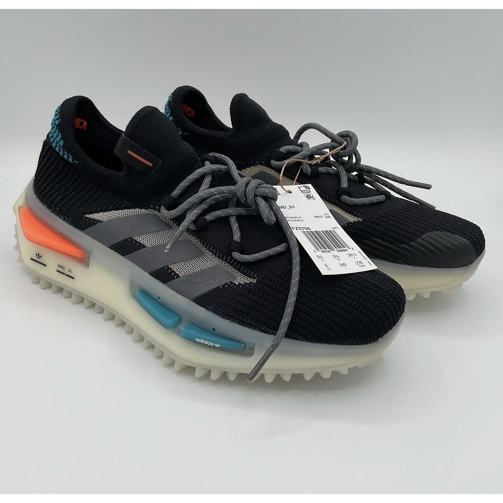 Adidas NMD S1 Shoes Men 6 Women 7.5 F25706 Turquoise Orange Black Sneakers
